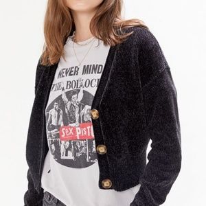 uo honey plush cropped cardigan